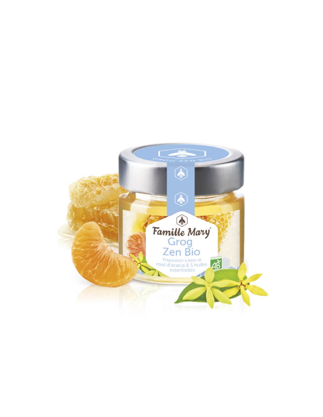 Grog Zen Bio / Grog pentru sistemul nervos din miere de salcâm și 5 uleiuri esențiale, 100 g Famille Mary