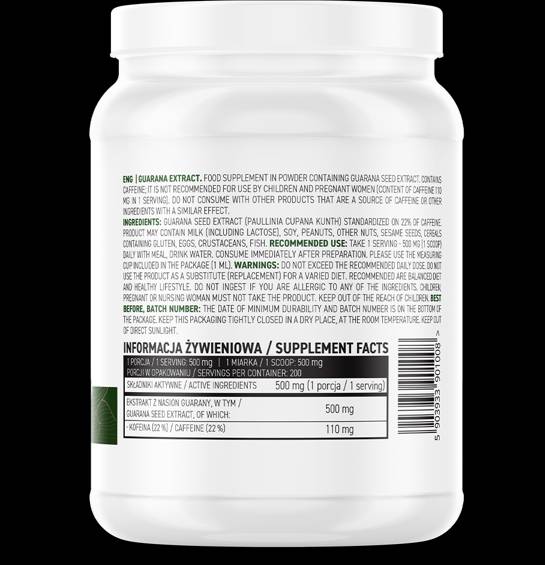 Pudră de extract de guarana 100 grame