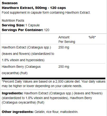 Extract de păducel 500 mg 120 capsule