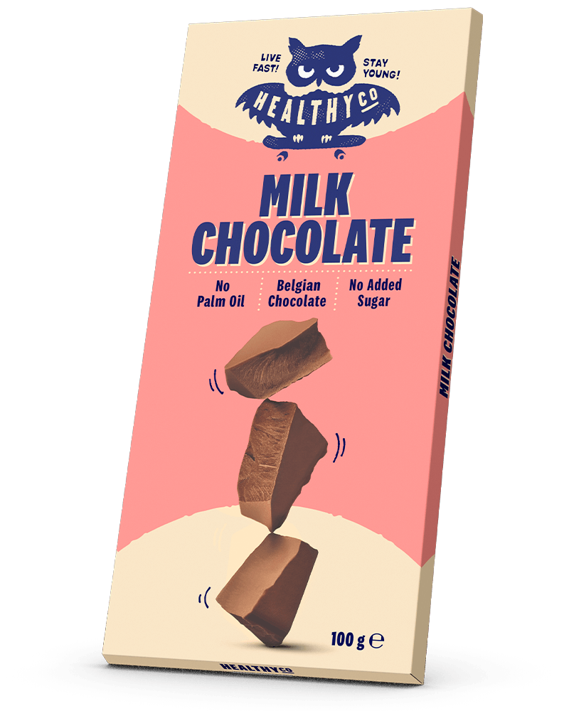 Ciocolata cu lapte HealthyCo 100 de grame - fara zahar adaugat si fara ulei de palmier