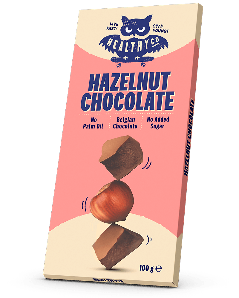 Ciocolata HealthyCo cu alune 100 grame - fara zahar adaugat si fara ulei de palmier
