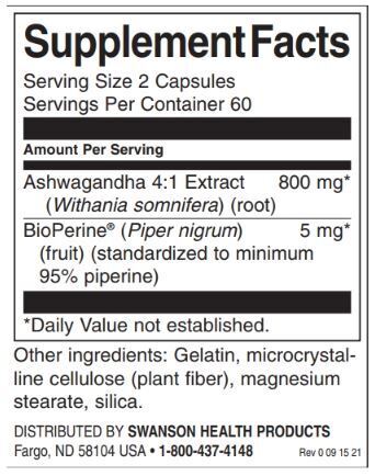 Ashwagandha cu absorbție ridicată și piper negru | Conținând BioPerine - 120 de capsule