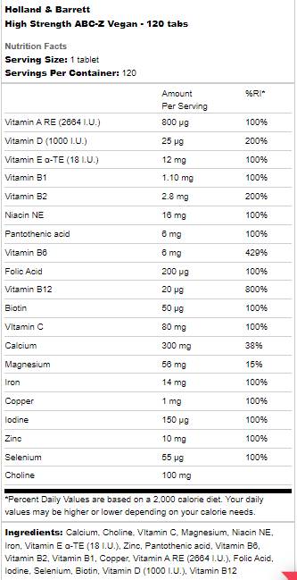 ABC-Z Vegan de înaltă rezistență - 120 de tablete