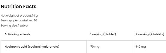 Acid hialuronic 70 mg 90 tablete