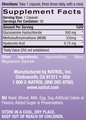 Acid hialuronic MSM Glucozamină 90 capsule.