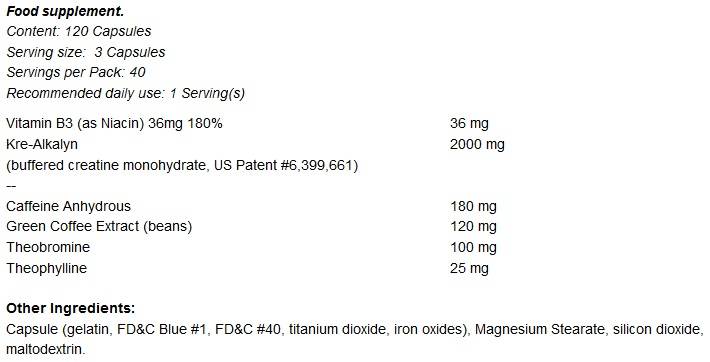 Hyper Kre-Alkalyn PRE / cu Cofeina - 120 capsule