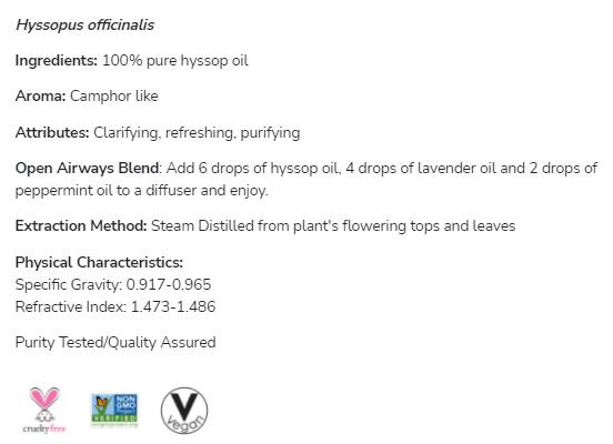 Ulei de isop | Hyssopus Officinalis 100% pur - 30 ml