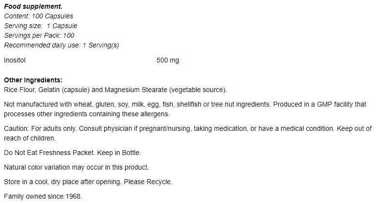 Inozitol 500 mg - 100 capsule