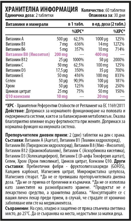 Inovit 365 | Multivitamine și minerale pentru femei cu coenzimă Q10 - 60 tablete