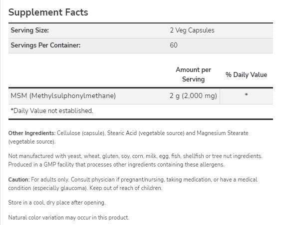 MSM 1000 mg - 240 capsule