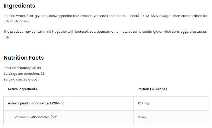 KSM-66 Ashwagandha Picături | Extract de rădăcină de Ashwagandha 30 ml