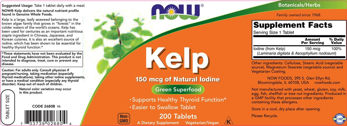 Kelp 150 mcg de iod natural - 200 de tablete