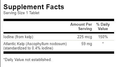 Kelp/Sursa de iod/ 225 mcg. / 250 de file. - 0