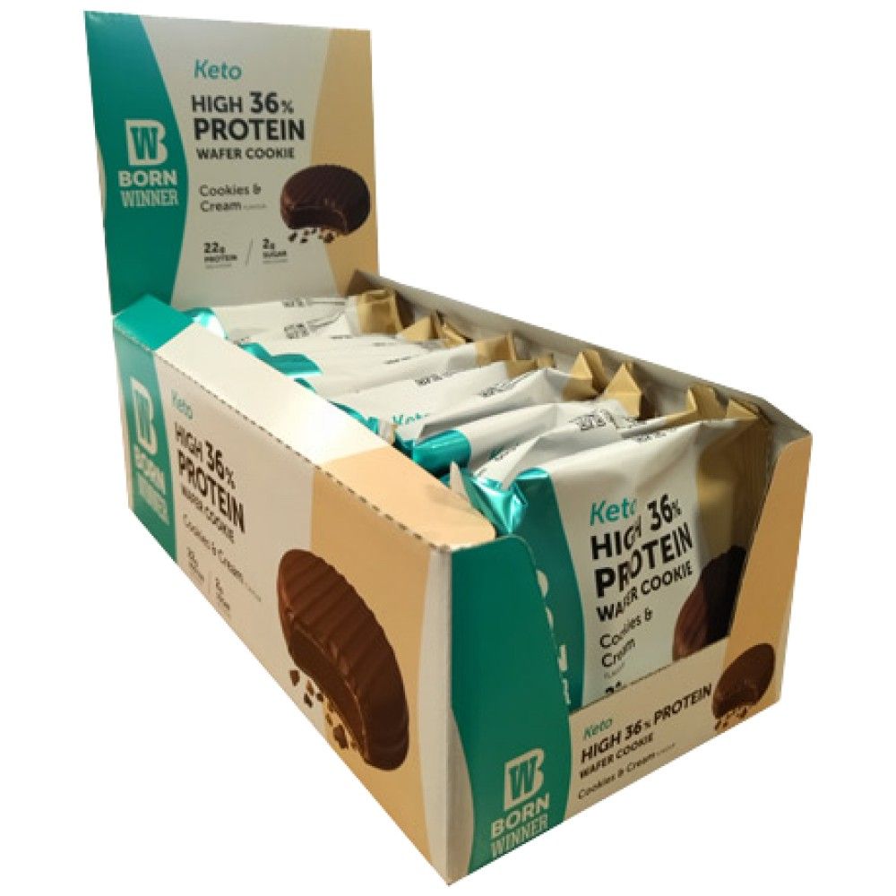 Biscuiți cu napolitană Keto 36% cu conținut ridicat de proteine - 12 x 60 grame