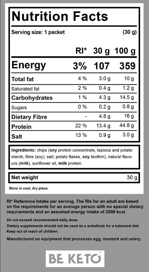 Chips-uri Keto | Brânză elvețiană și ceapă franceză - 30 de grame