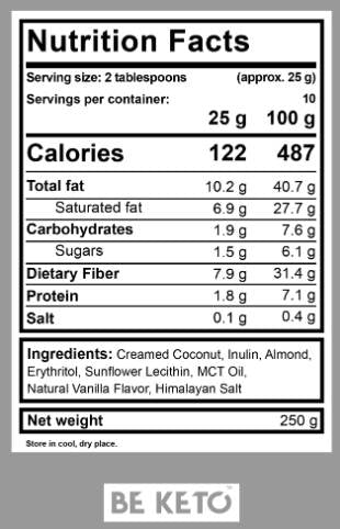 Crema Keto | Migdale & Vanilie + MCT - 250 grame