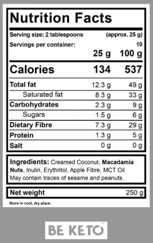 Crema Keto | Macadamia + MCT - 250 grame