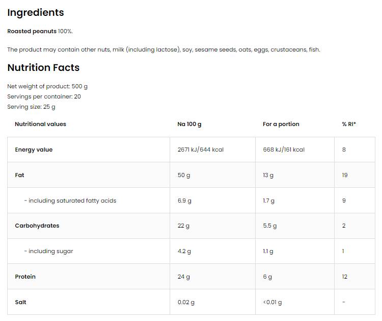 100% unt de arahide pudră 500 grame
