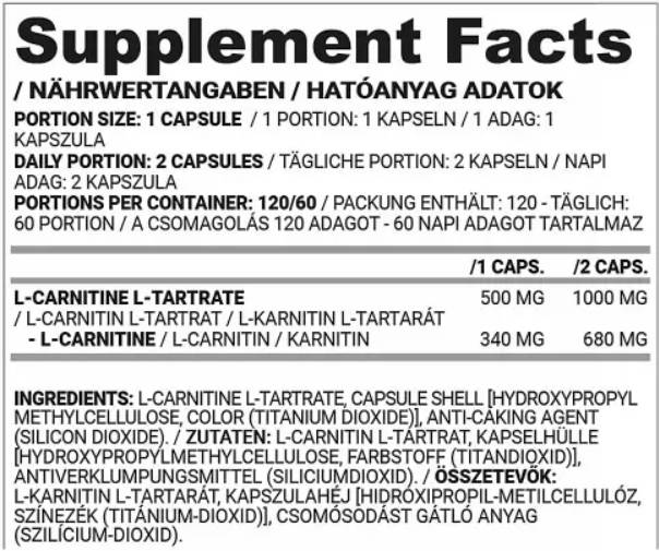 L-Carnitine Capsula pentru femei - 60 capsule