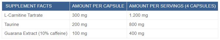 L-Carnitina + Guarana + Taurina - 90 capsule