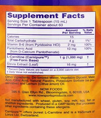 L-Carnitină lichidă 1000 mg - 946 ml
