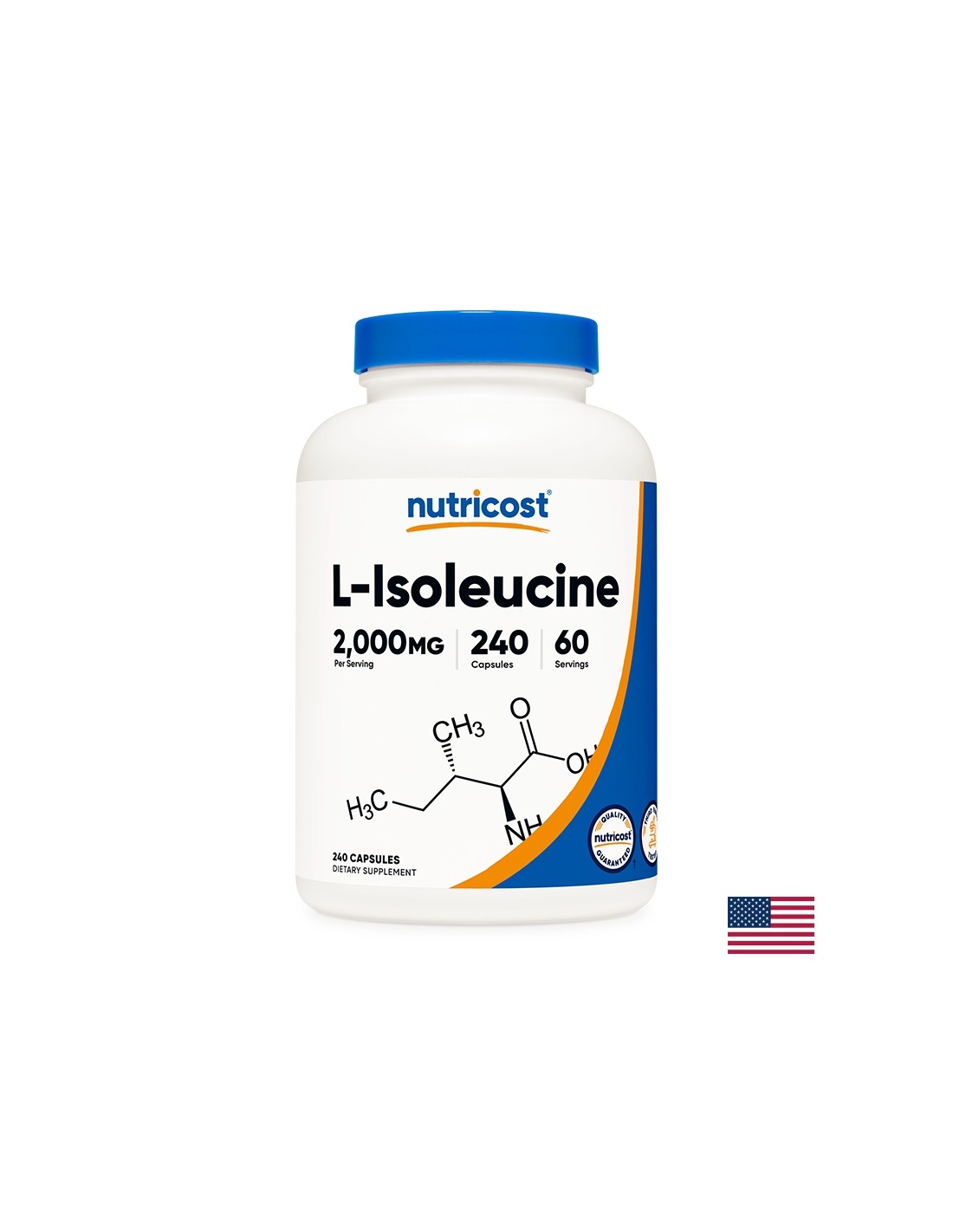 Masa musculara si rezistenta - L-Isoleucina, 500 mg x 240 capsule Nutricost