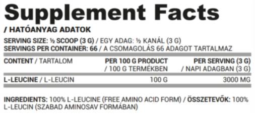 L-leucină pulbere | 100% leucină pură - 200 de grame