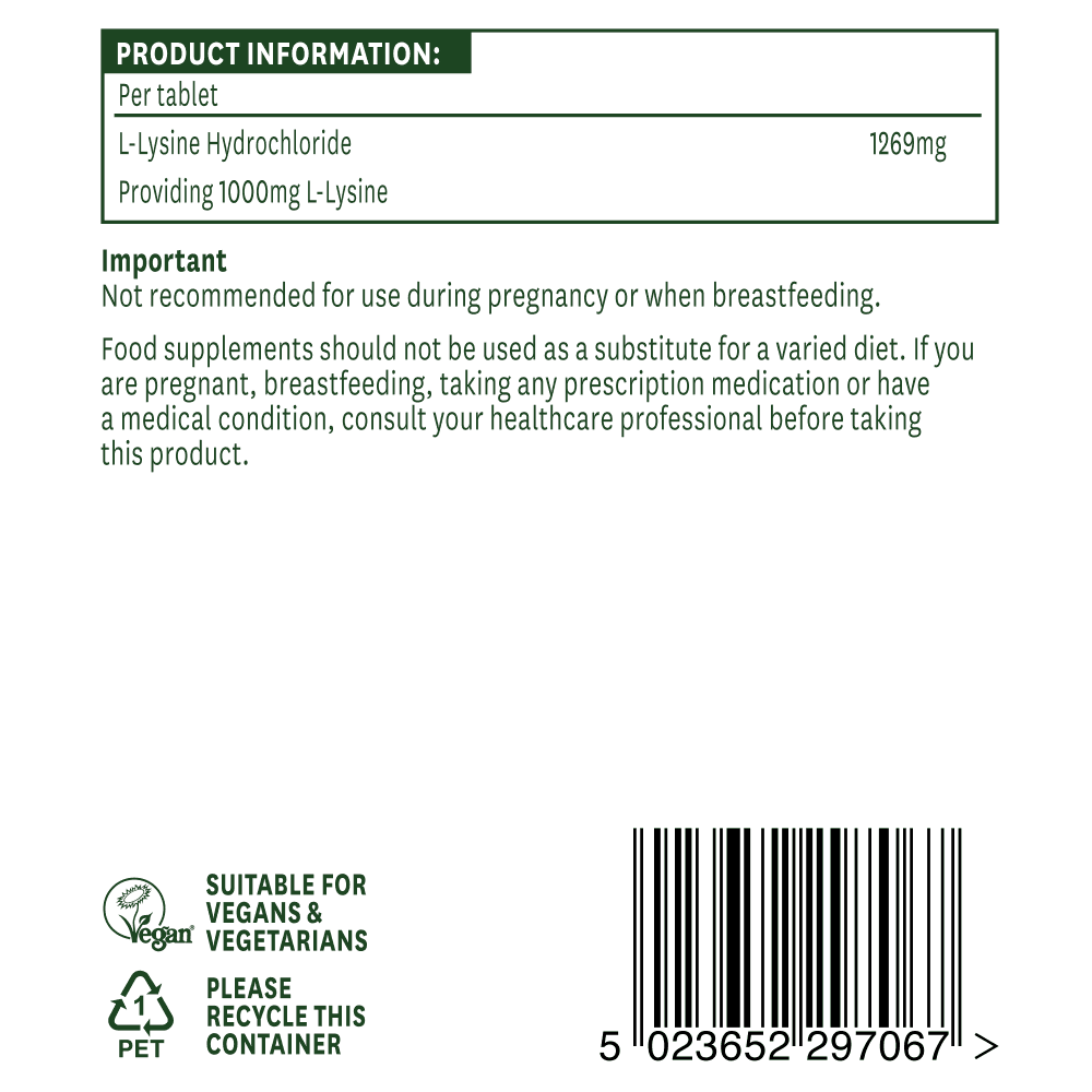 L-Lizină 1000mg 60 tablete NaturesAid