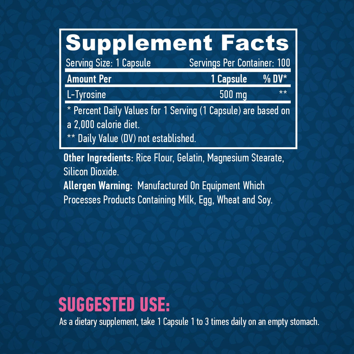 L-tirozină 500 mg. / 100 Caps.
