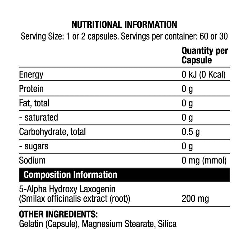 Laxo | Laxogenin ~ Extract Smilax Officinalis - 60 capsule
