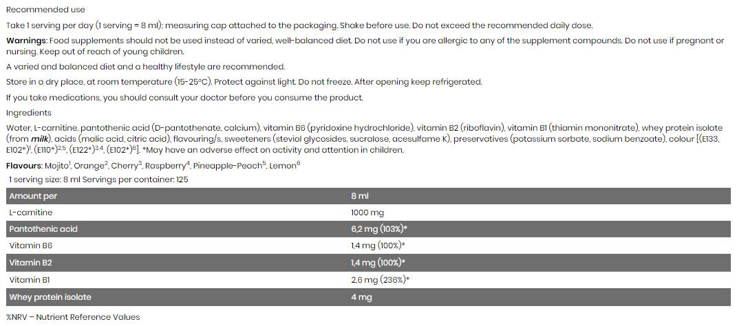Levro L-Carnitine Lichid 125000 - 1000 ml