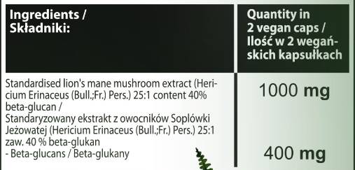 Coamă de leu | 40% Beta-Glucani - 60 capsule