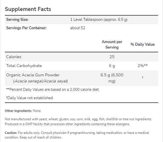 Pudră pură din fibre de salcâm | Certificat organic - 340 grame