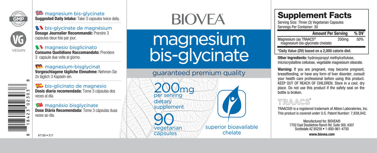Bis-glicinat de magneziu 200 mg / 90 Caps