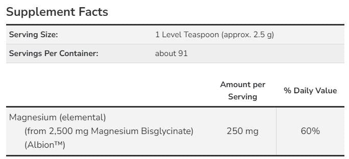 Pulbere de bisglicinat de magneziu - 227 grame