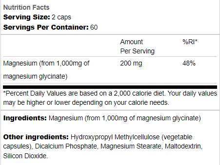 Glicinat de magneziu 200 mg - 120 capsule