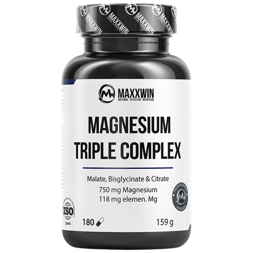 Complex triplu de magneziu | cu malat, bisglicinat și citrat - 180 capsule