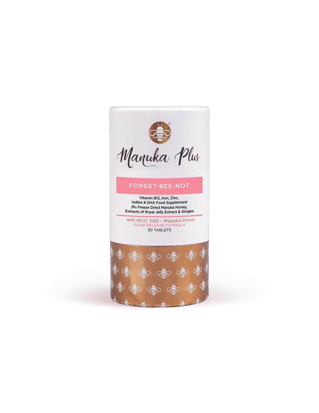 Manuka Plus® Forget-Bee-Not/Formulă cu memorie puternică cu miere de Manuka, MGO 300, 30 tablete