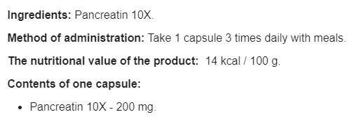 Pancreatină 10x 200 mg - 100 capsule