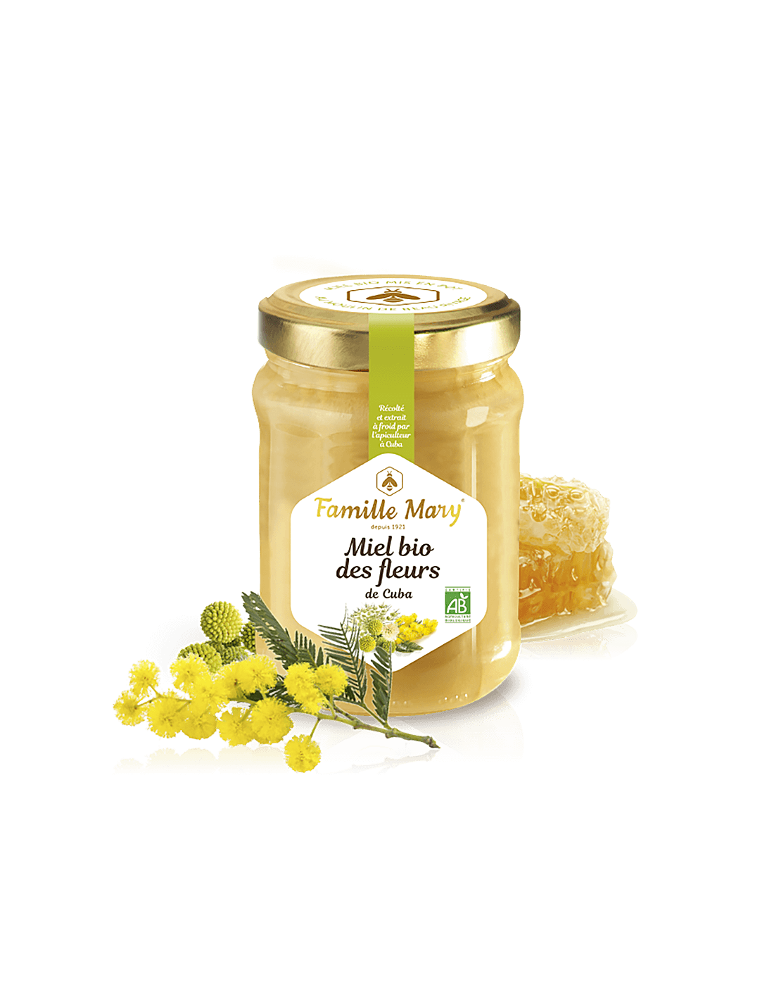 Miere organică de palmier regal și mimoză (din insula Cuba) - Miel bio de fleurs de Cuba, 230 g