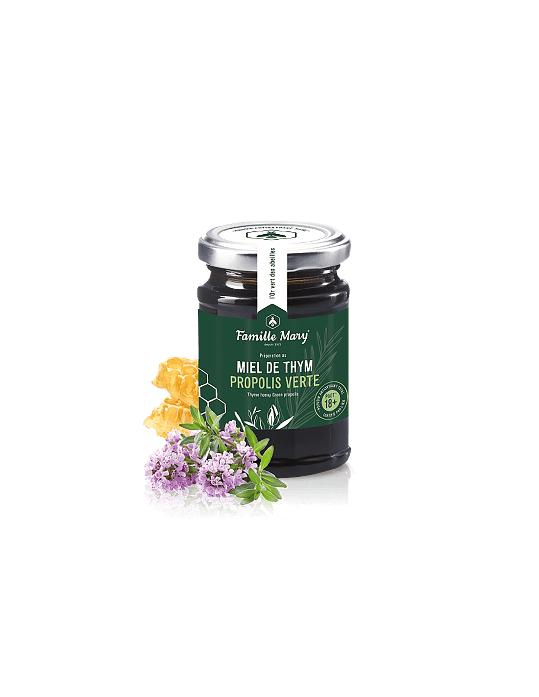 Miel de thym Propolis Verte / Miere din cimbru și propolis verde, 200 g Famille Mary