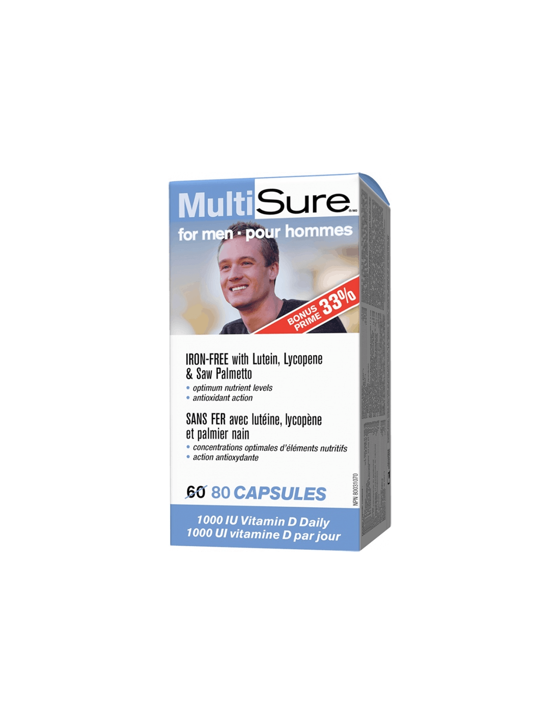 MultiSure® Men / Multivitamine pentru bărbați (cu luteină, licopen și saw palmetto), 80 capsule