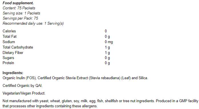 Better Stevia Organic - 75 pachete