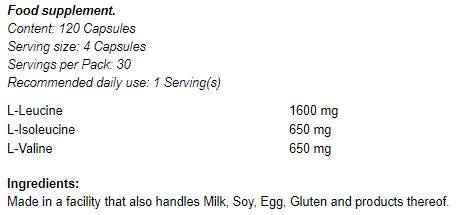 Aminoacizi cu lanț ramificat / BCAA - 120 capsule