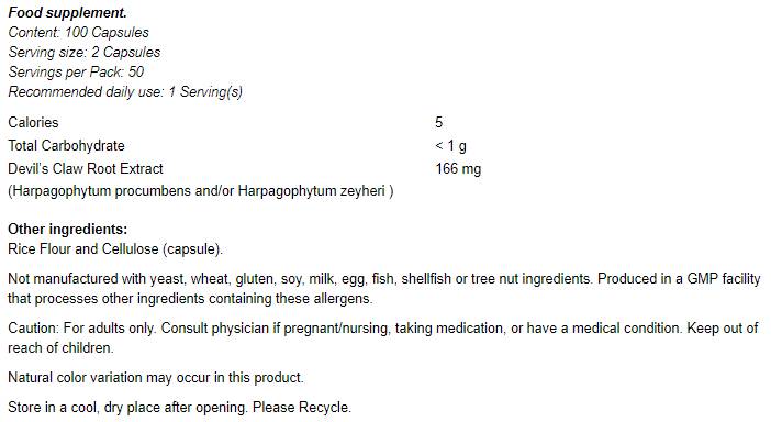 Diavol's Claw - 100 de capsule