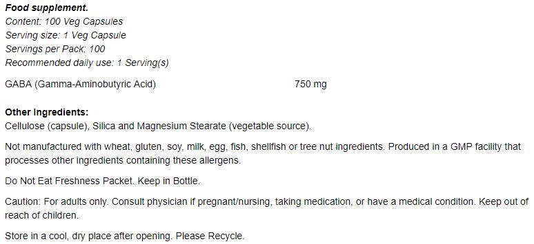 GABA 750 mg - 200 capsule
