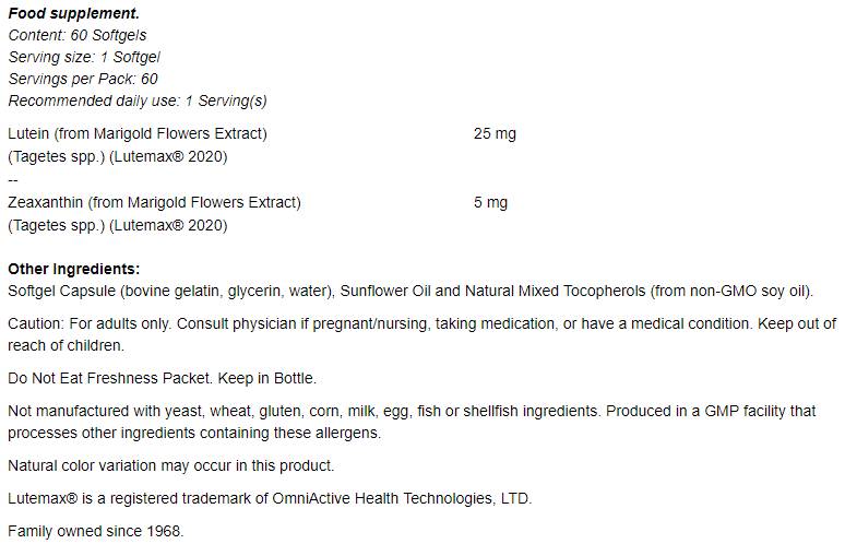 Luteina si Zeaxantina - 60 capsule de gel