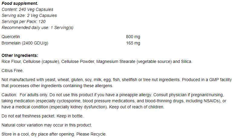 Quercetină cu bromelaină - 60 capsule