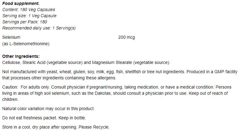 Seleniu 200 mcg - 90 capsule