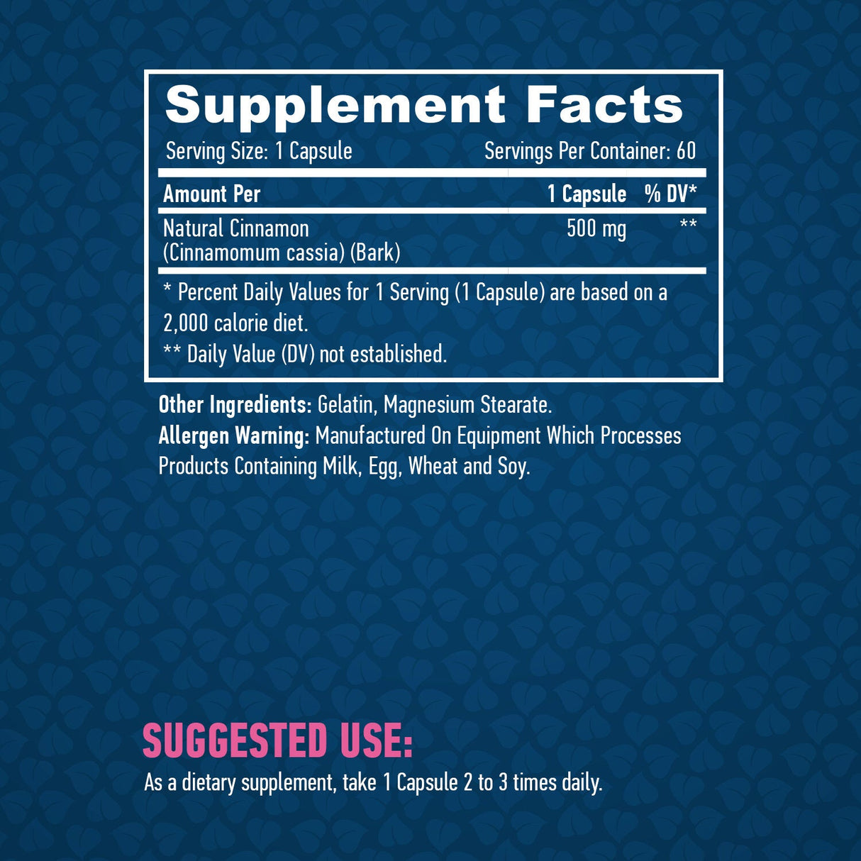 Scorțișoară naturală 500 mg / 60 capsule